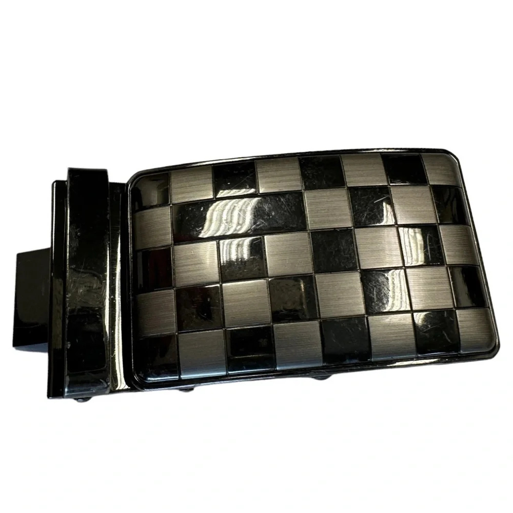 Vintage Gunmetal Checkerboard Belt Buckle